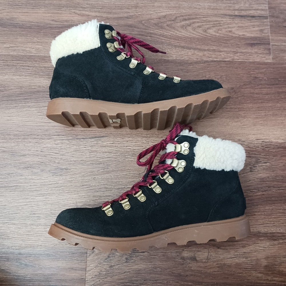 Sorel Black Ainsley Conquest‎ Weatherproof Shearling Boots LL3653-010 Women's 9 - Picture 7 of 9